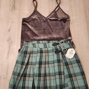 New Plaid Skirt by Altar'd State and Velour TankTop Bundle